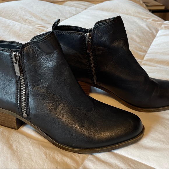 Lucky Brand Basel Black Leather Boots Booties 8.5 - Picture 5 of 9